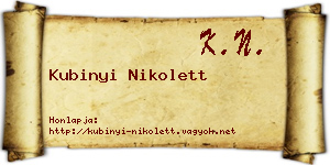 Kubinyi Nikolett névjegykártya